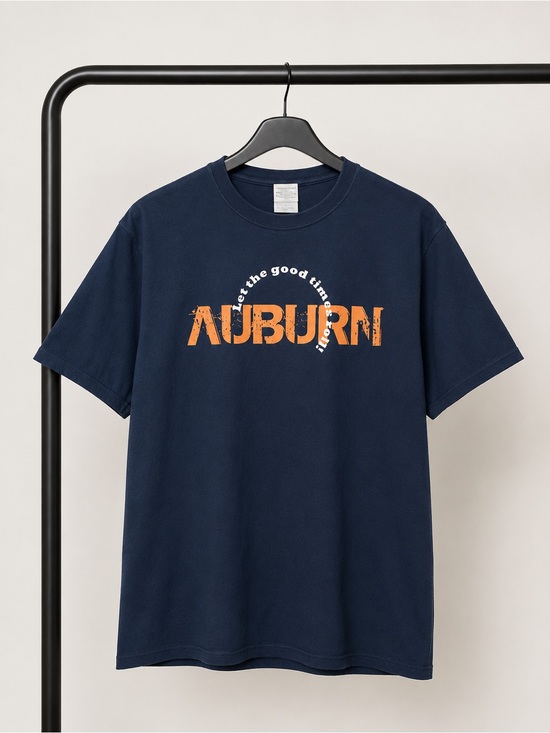 Gildan Other - Gildan Navy Short-Sleeve Tee with Orange Auburn Graphic